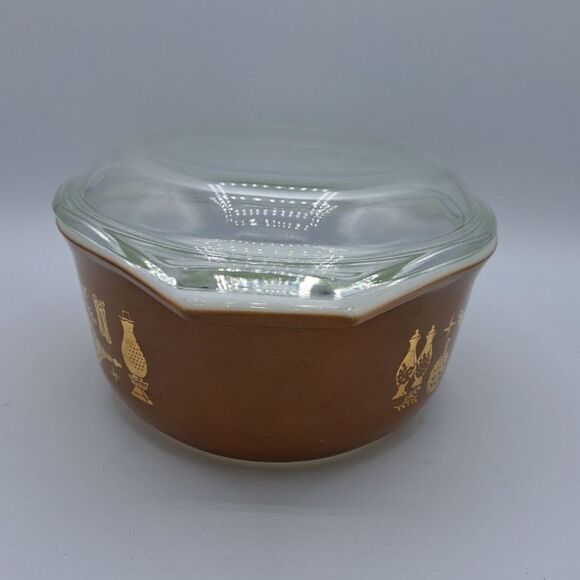 Pyrex Early American Oval Casserole Baking Dish With Lid 1.5 Qt Vintage # 043 - Picture 5 of 14